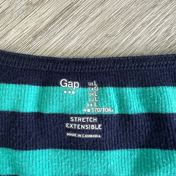 GAP Ribbed Striped Top in Black and Teal - Picture 2 of 2